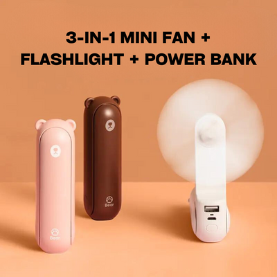 Handheld Folding Mini Fan/Power Bank/Flashlight