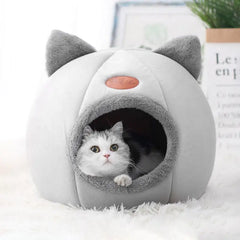 Fluffy Enclosed Cat Plush Bed