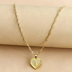 Initial Letter Heart Pendant Necklace