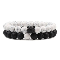 Ying Yang Friendship/Couples Lava Stone Bracelets