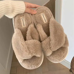 Heart Love Fluffy Fur Slide Slippers