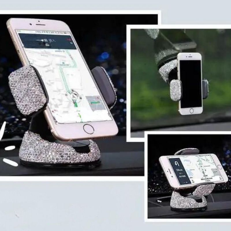 Glitz Grip: Deluxe Rhinestone Car Phone Holder