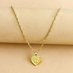 Initial Letter Heart Pendant Necklace