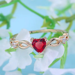 Gold & Silver Heart Stone Twist Rings