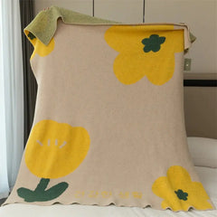 Sunflower Velvet Knitted Blanket