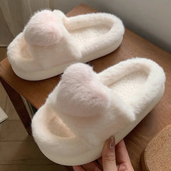 Heart Love Fluffy Fur Slide Slippers