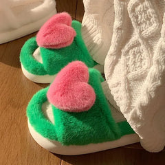 Heart Love Fluffy Fur Slide Slippers