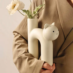 WhiskerBloom: Playful Cat Tail Tube Vase for Floral Displays