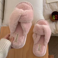 Heart Love Fluffy Fur Slide Slippers