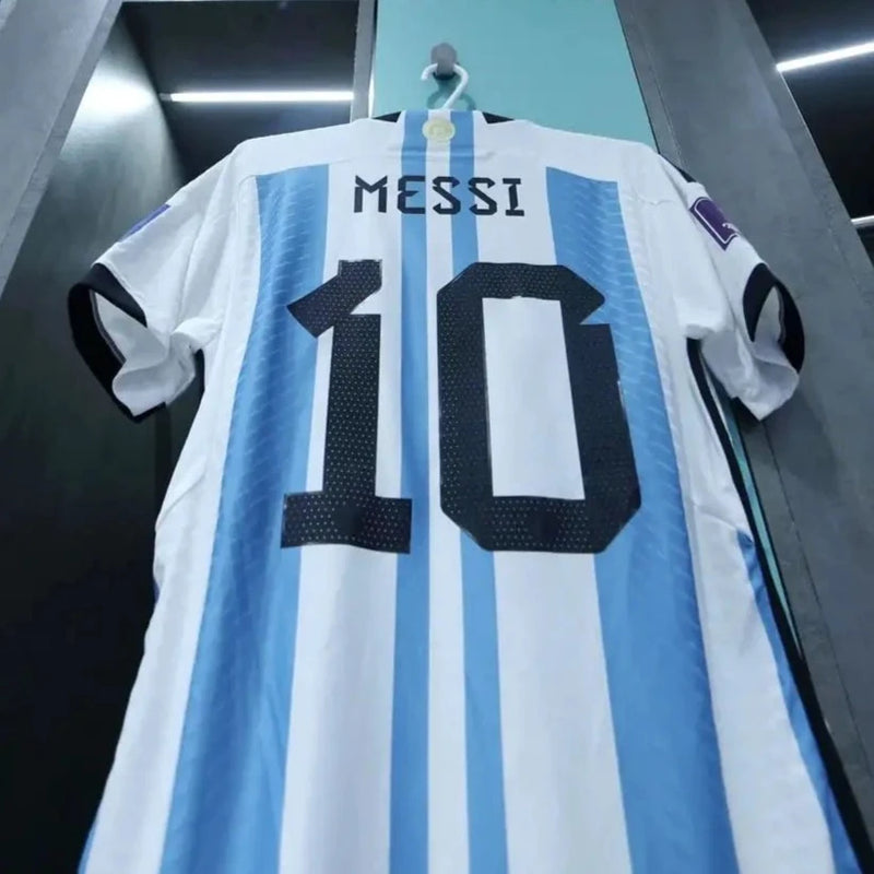 Messi #10 Premium Soccer 2022 Argentina World Cup Champions - Home Jersey