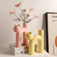 WhiskerBloom: Playful Cat Tail Tube Vase for Floral Displays