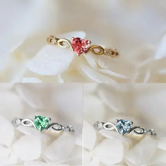 Gold & Silver Heart Stone Twist Rings