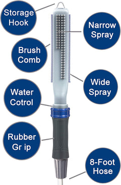 EasyWash: Dog Bath Faucet Sprayer + Comb Attachment